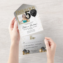 50 & Fabuloso Convite de Ouro Preto Glamouroso Tud