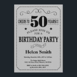 50.o Aniversário Convite para Cinzas Negras e Prat<br><div class="desc">50º Aniversário da Typografia de Cinzas Negras e Prateadas. Fundo das Cinzas Cinzas pretas e prateadas. Aniversário Adulto. Homens ou Mulheres Aniversário. Meninos Meninos ou Meninas Meninas Meninas Adolescentes Convidam. 13 15 16º 18º 20 21rua 30 40º 50º 60º 80 de 70 100º. Qualquer Idade. Para mais personalização, clique no...</div>