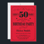 50.o Aniversário Convite Preto e Vermelho<br><div class="desc">50º Aniversário Convite para a Tipografia Negra e Vermelha. Fundo preto e vermelho. Aniversário Adulto. Homens ou Mulheres Aniversário. Meninos Meninos ou Meninas Meninas Meninas Adolescentes Convidam. 13 15 16º 18º 20 21rua 30 40º 50º 60º 80 de 70 100º. Qualquer Idade. Para mais personalização, clique no botão "Personalizar" e...</div>