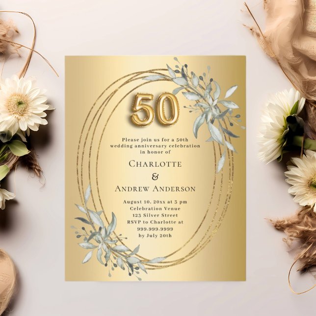 50.o aniversário do casamento - convite verde de o (Criador carregado)