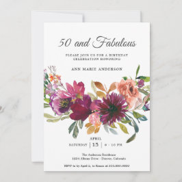 50.o Convite de Aniversário de Flor Selvagem