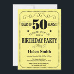 50.o Convite de Aniversário Preto e Amarelo<br><div class="desc">50º Aniversário Convite à Tipografia Preta e Amarela. Fundo preto e amarelo. Aniversário Adulto. Homens ou Mulheres Aniversário. Menino ou Menina Menina Menina Adolescente Convidam. 13 15 de 16º 18º 20 21rua 30 de 40º 50º 80 de 60º 70 de 100º. Qualquer Idade. Para mais personalização, clique no botão "Personalizar"...</div>