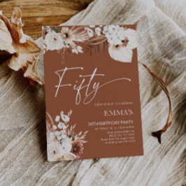50.o Convite de aniversário Terracotta Boho Pampas