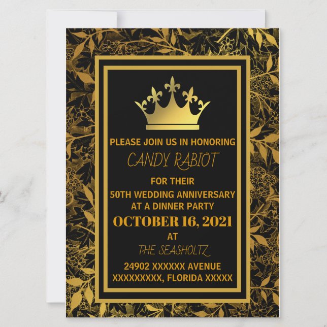 50.o convite para o aniversário de casamento (Frente)