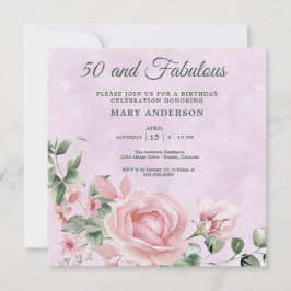 50.o convite para o aniversário floral do rosa