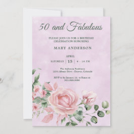 50.o convite para o aniversário floral do rosa