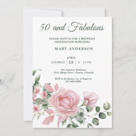 50.o convite para o aniversário floral do rosa