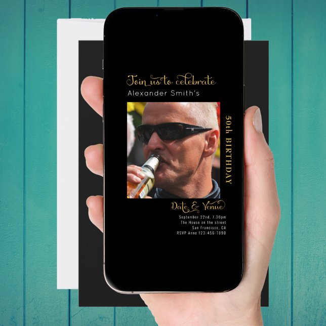 50.o Convite Preto de Aniversário (Criador carregado)