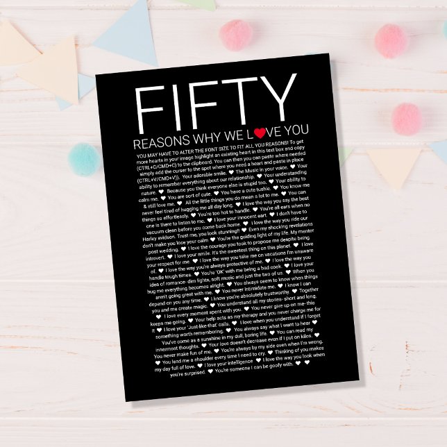 50 Razões Por Que Nós Amo Você Impressão de Papel  (Criador carregado)