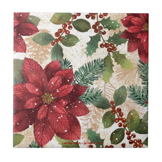 50 Retro Poinsettia Red Green Creme (Frente)