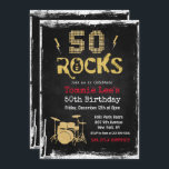 50 Rocks Rockstar Guitar 50º Convite de Aniversári<br><div class="desc">50 Rocks Rockstar Electric Guitar Metal Metallic Silver Glitter Surpresa 50º Aniversário</div>