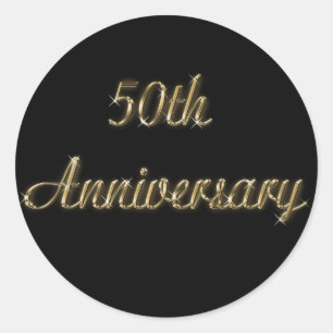 50th Aniversário 1,5" etiqueta redonda de Diamter