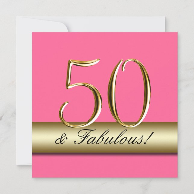 50th convite de aniversário simples Dourado (Frente)