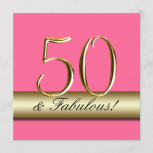 50th convite de aniversário simples Dourado