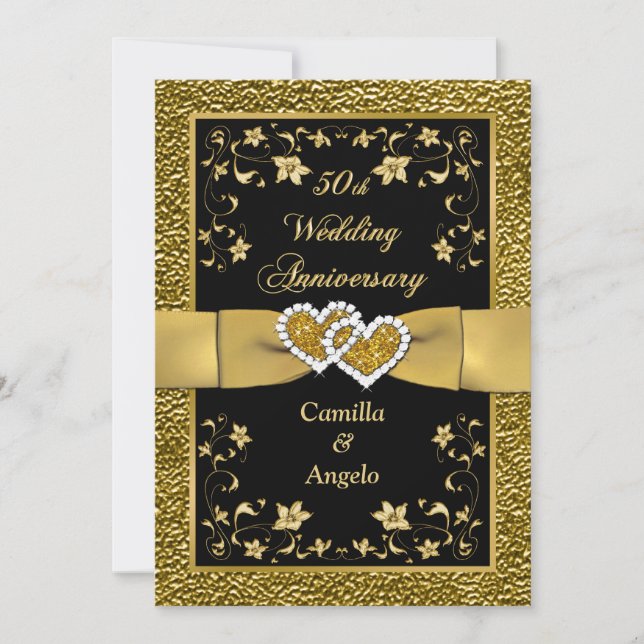 50th Convite de casamento juntado aniversário 3 (Frente)