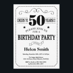 50th Convite do aniversário preto e branco<br><div class="desc">50th Tipografia preto e branco do convite do aniversário. Fundo preto e branco. Aniversário adulto. Aniversário masculino dos homens ou das mulheres. Miúdos menino ou senhora Adolescente Adolescente Bday Convite da menina. 13o 15o 16o 18o 20o 2ø 30o 40th 50th 60th 90 100th do 80 do 70. Alguma idade. Para...</div>