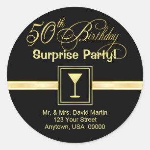 50th Convites do aniversário - etiquetas de