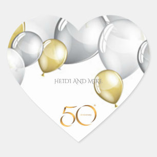 50th Etiquetas do coração do aniversário/nomes
