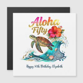 50th Magnetic Birthday Card Tropical Ocean Beach