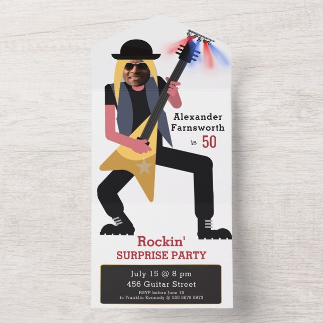 50th Mens 🎸 🤣 Rockstar Birthday Guitar Funky (Interno)
