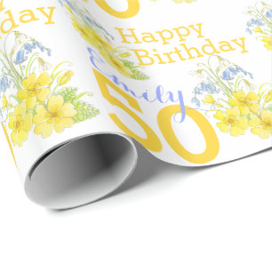 50th papel de embrulho nomeado da flor do