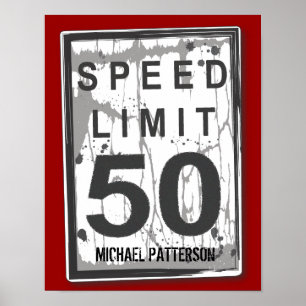 50th Poster sujo engraçado do sinal do limite de
