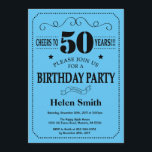 50th Preto e azul do convite do aniversário<br><div class="desc">50th Tipografia preta e azul do convite do aniversário. Fundo preto e azul. Aniversário adulto. Aniversário masculino dos homens ou das mulheres. Miúdos menino ou senhora Adolescente Adolescente Bday Convite da menina. 13o 15o 16o 18o 20o 2ø 30o 40th 50th 60th 90 100th do 80 do 70. Alguma idade. Para...</div>