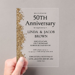 50th Wedding Anniversary Gold Faux Glitter 