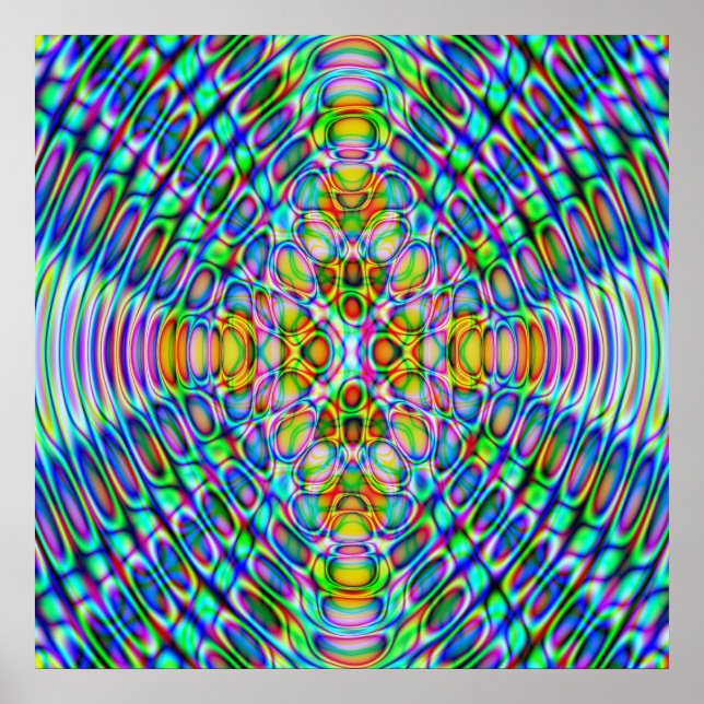 52x52 ou Poster menor, azul psicodélico Dourado (Frente)