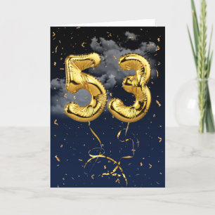 53.o Cartão Mylar Balão Dourado de aniversário
