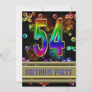 54º Convite de aniversário com bolhas
