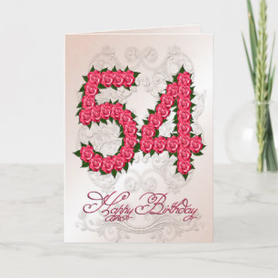 54.o cartão de aniversário com rosas e folhas