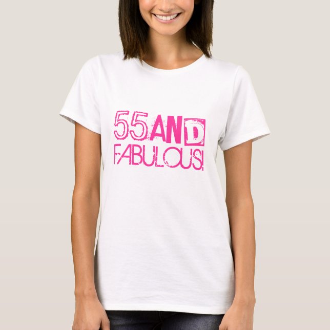 55th Camisa do aniversário para mulheres | 55 e (Frente)