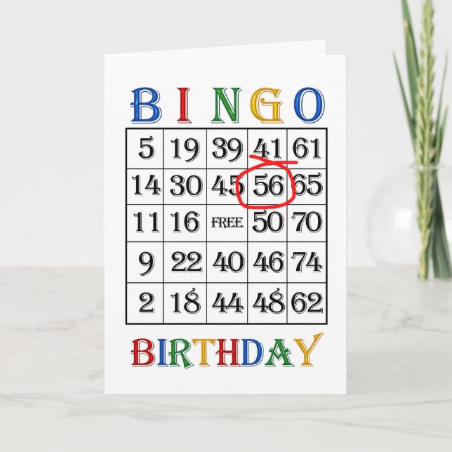 56.o Cartão Bingo de Aniversário (Frente)