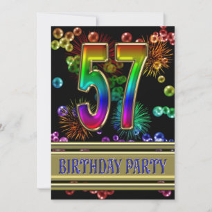 57º Convite de aniversário com bolhas