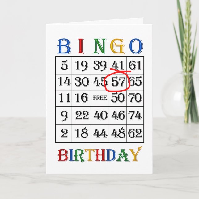 57.o Cartão Bingo de Aniversário (Frente)