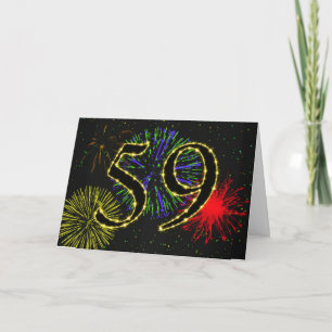 59º Cartão de aniversário com fogos de artifício
