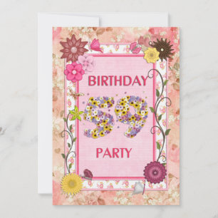 59º convite de aniversário com estrutura floral