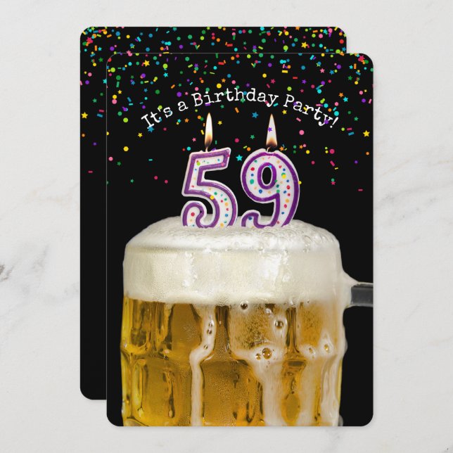 59º Convite de festas de velas de aniversário (Frente/Verso)