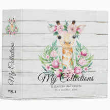 Aquarela GIRAFFE Boho Flores Rosa Meninas Chamadas