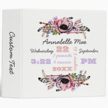 Boho Chic Floral Stats Baby Girl Scrapbook