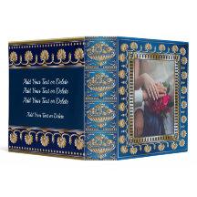 Elegante Ouro Antigo e Azul - Ver Verso