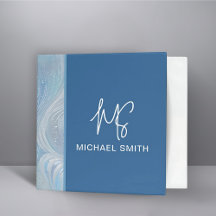 Luxo Monograma Azul Iridescente Personalizado