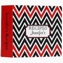 Pasta personalizada Chevron preta & vermelha da
