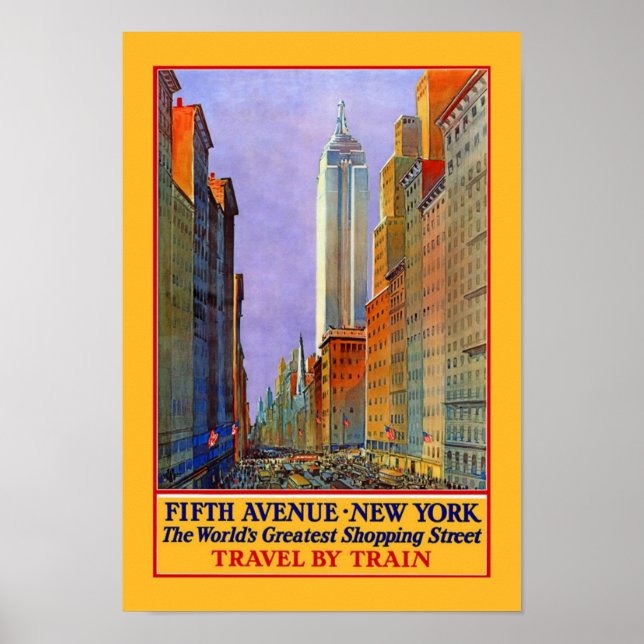 5 Avenue New York Viagens vintage Poster (Frente)