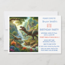 5 Birthday Boy Dinosaur Convite de festas