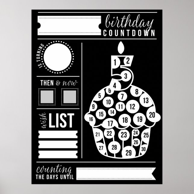 5 Birthday Countdown Poster (Frente)