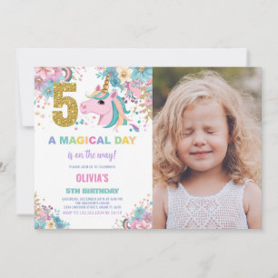 5 Birthday Unicorn Birthday - Foto dos Convites de