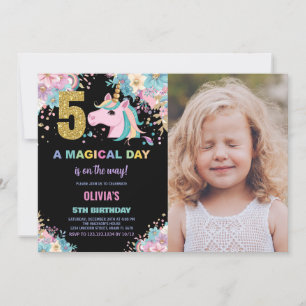 5 Birthday Unicorn Birthday - Foto dos Convites de