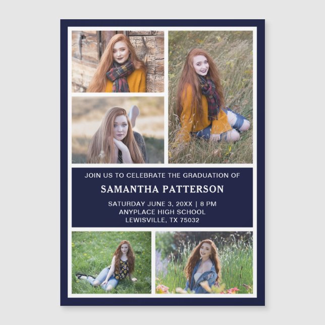 5 Cartão Magnético de Convite para Graduação de Co (Frente)